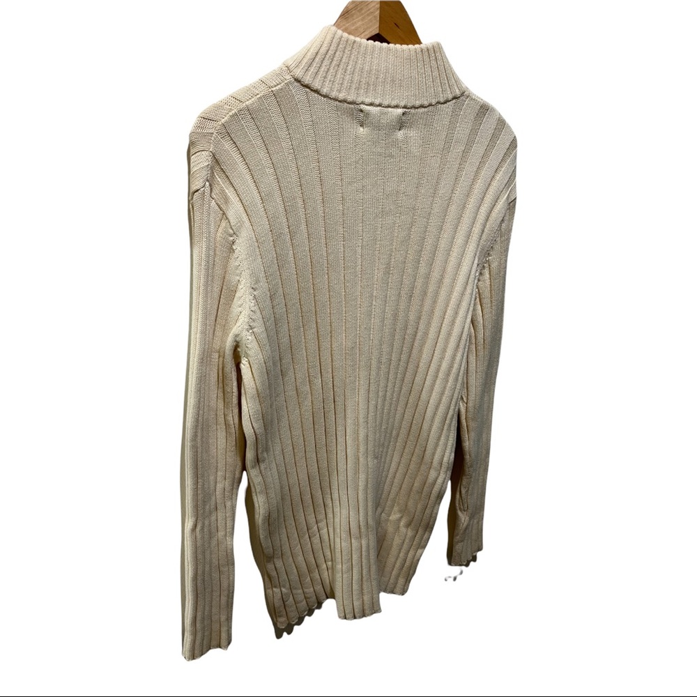 LAUREN RALPH LAUREN CREAM MOCK NECK RIBBED 1/4 ZIP LS SWEATER SIZE LARGE - Picture 14 of 15